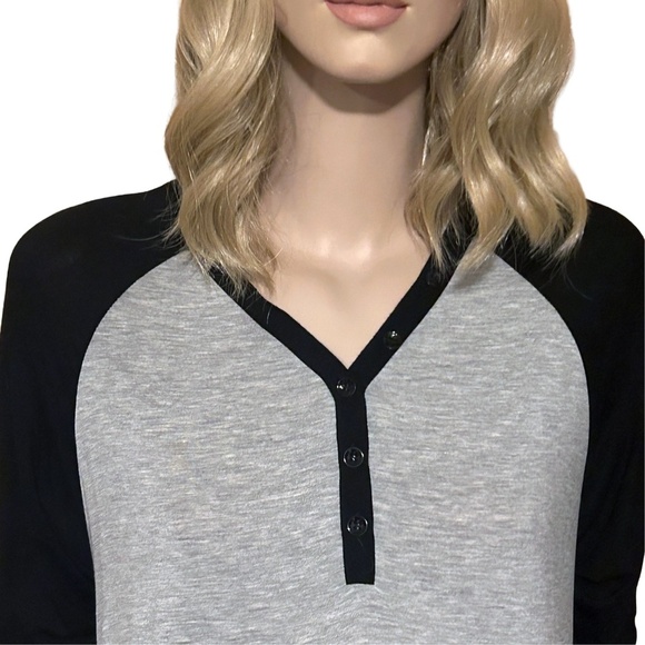 Ekouaer Super Soft Rayon Long Nightgown Sleep Tee Shirt Henley Two Tone NWOT - Picture 5 of 12